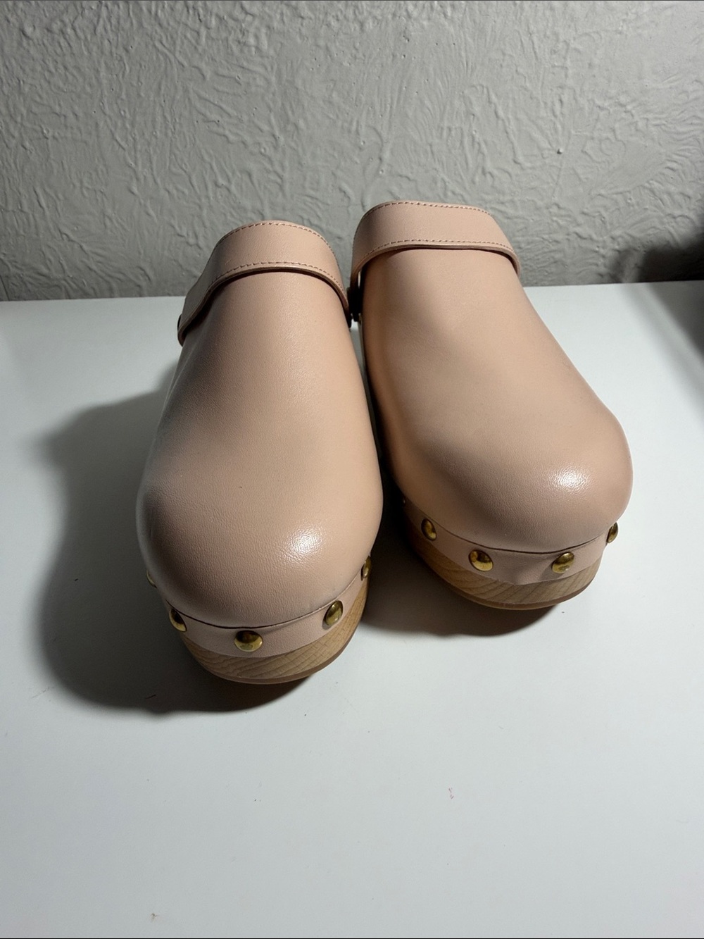 J. Crew Women’s Nude Faux-Leather Studded Clog Mules - Picture 3 of 5